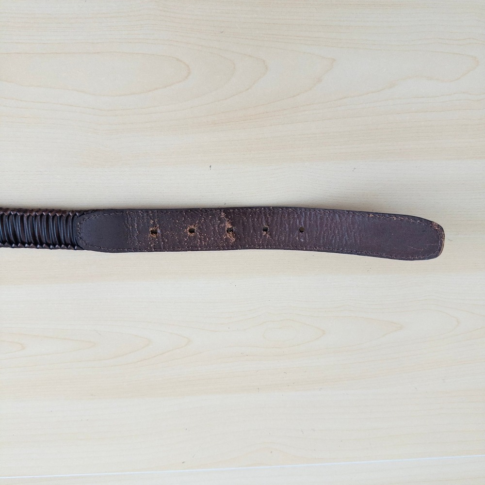 Mens Leather Woven Belt Size 38 Brown Braided Western Italian Heritage Old Money - Picture 6 of 7